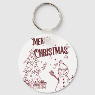 Playful Merry Christmas Key Ring