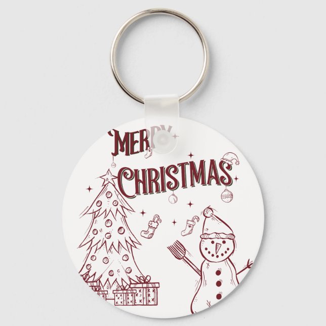 Playful Merry Christmas Key Ring (Front)