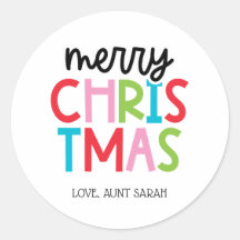 Playful Merry Christmas Stickers, Personalised