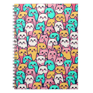 Playful Minimalist Cats in Multi-Colored Pastels Notebook