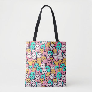 Playful Minimalist Cats in Multi-Coloured Pastels Tote Bag