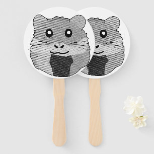 Playful Minimalist Hamster Hand Fan