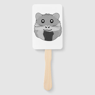 Playful Minimalist Hamster Hand Fan