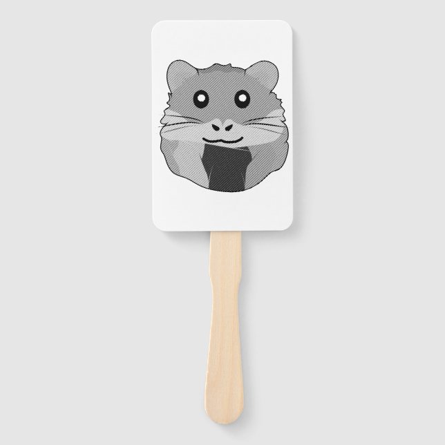 Playful Minimalist Hamster Hand Fan (Front)