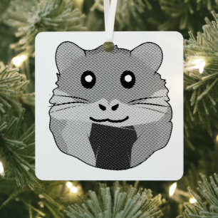 Playful Minimalist Hamster Metal Tree Decoration