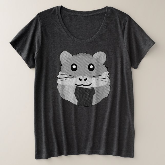 Playful Minimalist Hamster Plus Size T-Shirt (Design Front)