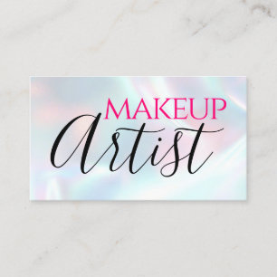 Playful Modern Makeup Artist Holographic Business Card
