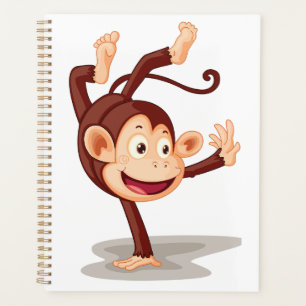 Playful Monkey Doing a Handstand Cute Animal Planner