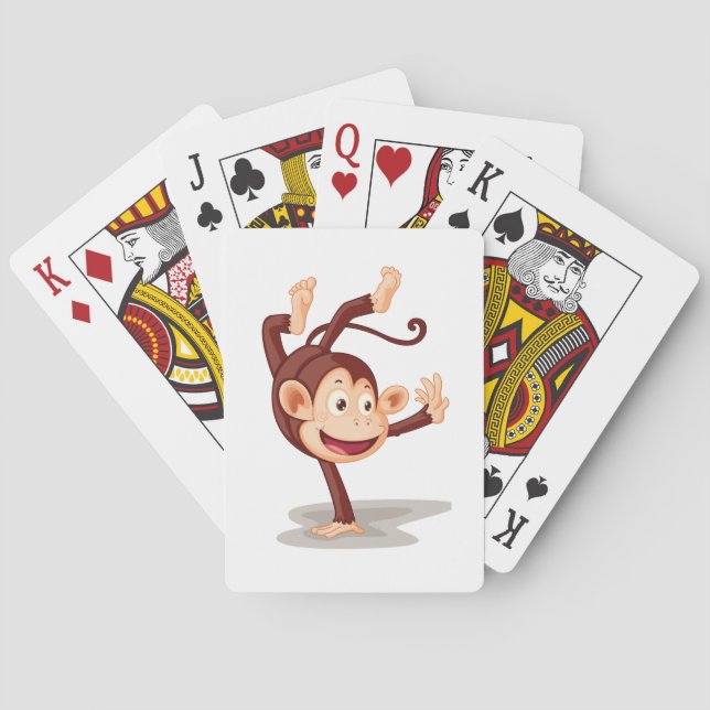 Playful Monkey Doing a Handstand Cute Animal Playing Cards (Back)
