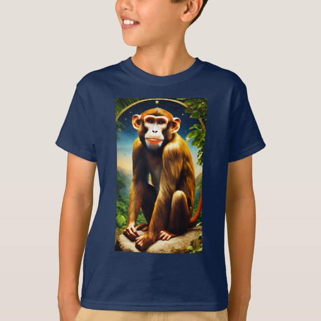 " Playful Monkey" kid's Designed T-Shirt (Front)