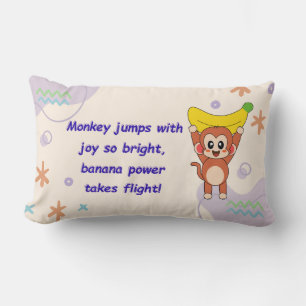 Playful Monkey Poem Lumbar Cushion