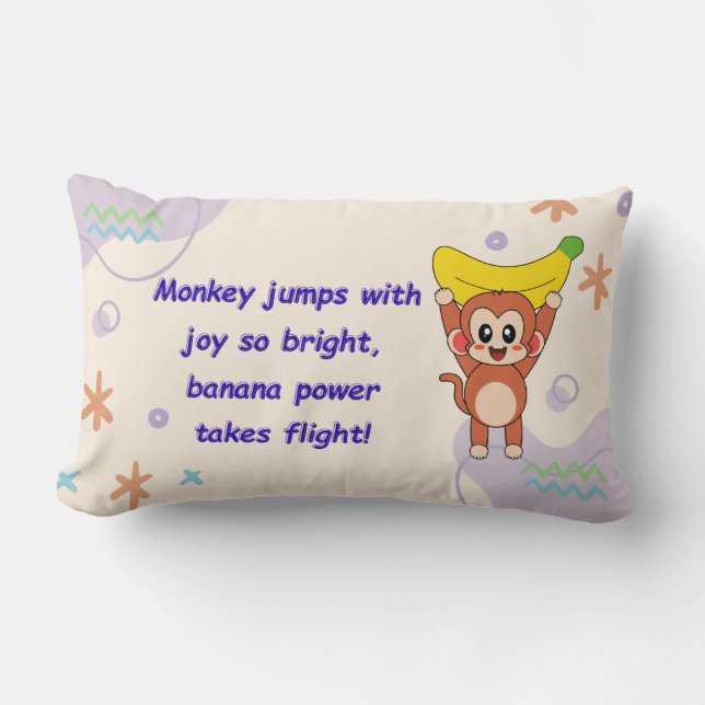 Playful Monkey Poem Lumbar Cushion (Front)