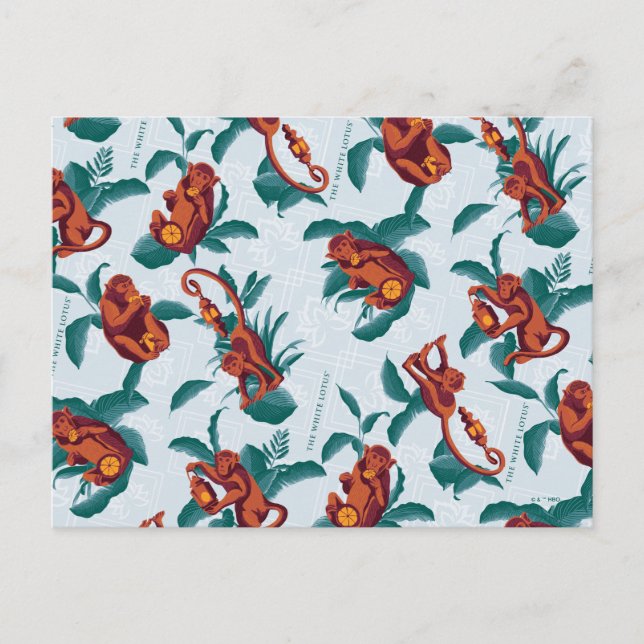 Playful Monkeys Pattern of The White Lotus Postcard (Front)