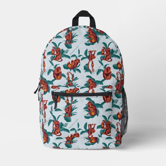 Playful Monkeys Pattern of The White Lotus Printed Backpack (Front)