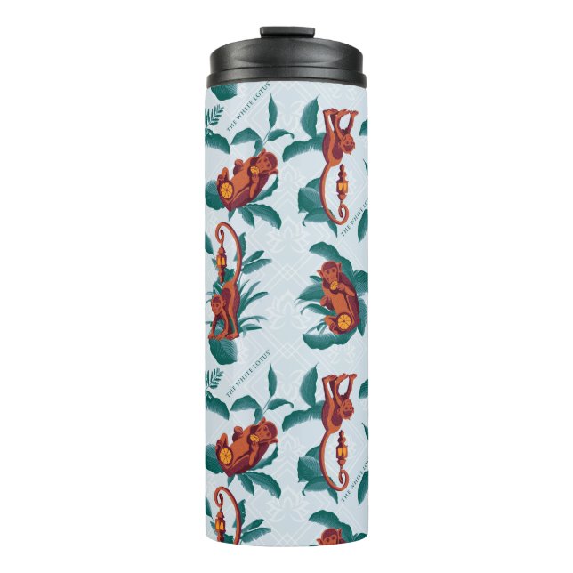 Playful Monkeys Pattern of The White Lotus Thermal Tumbler (Front)
