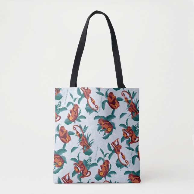Playful Monkeys Pattern of The White Lotus Tote Bag (Front)