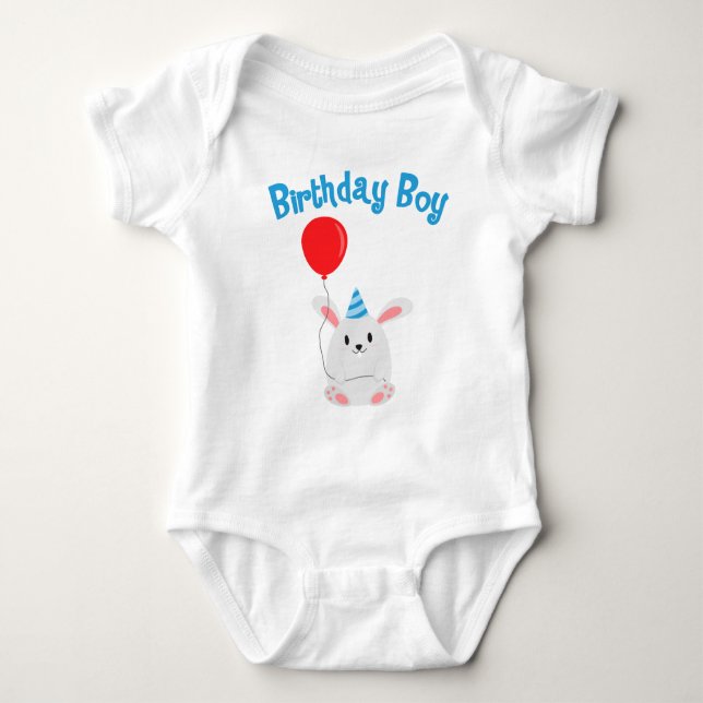 Playful Mouse Birthday Boy Baby Bodysuit (Front)