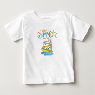 Playful Multi-Colour Cartoon Summer Water Slide Baby T-Shirt