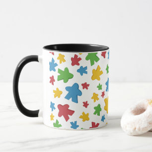 Playful Multi-Coloured Meeple Gamer Mug