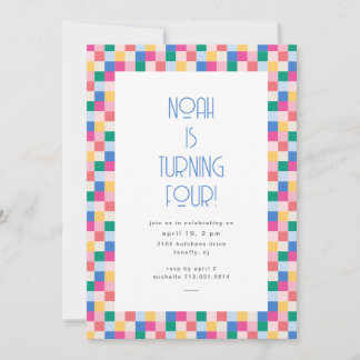 Playful Multicolor Blocks Birthday Party Invitation