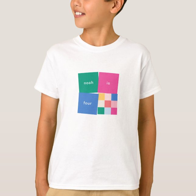 Playful Multicolor Blocks Birthday T-Shirt (Front)