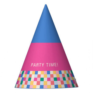 Playful Multicolor Blocks Party Hat