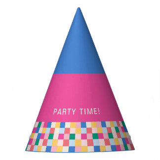 Playful Multicolor Blocks Party Hat