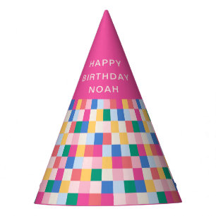 Playful Multicolor Blocks Party Hat