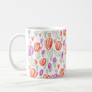 Playful naive tulip flower seamless pattern coffee mug
