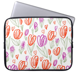 Playful naive tulip flower seamless pattern  laptop sleeve