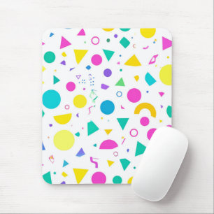 Playful Neon Memphis Geometric Retro Pattern Mouse Pad