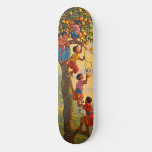 Playful Nepali Kids Stealing Fruits: Skateboard De