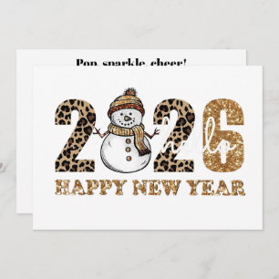 Playful New Year Design with Leopard Print Holiday Card