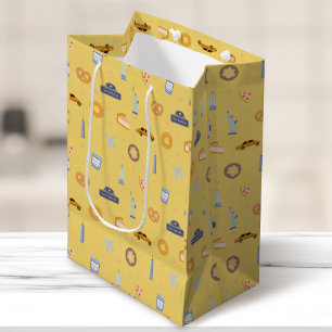 Playful New York City Pattern Mustard Yellow Medium Gift Bag