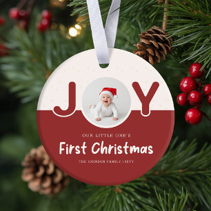 Playful Newborn Baby's  Photo First Christmas Ceramic Tree Decoration