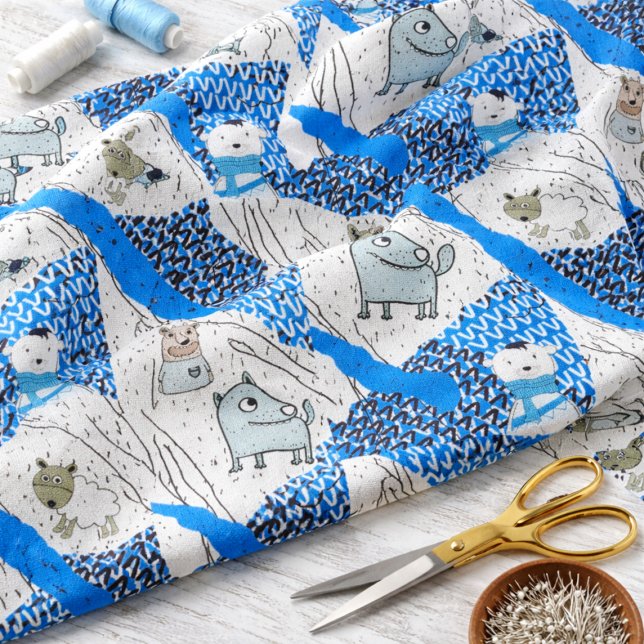 Playful Nordic Animal Pattern Kids Fabric Design (Creator Uploaded)