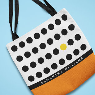 Playful Orange and Black Polka Dots Personalised Tote Bag