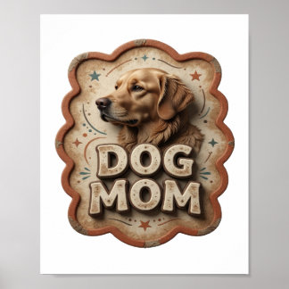 Playful Orange DOG MOM Artistic Motif Poster