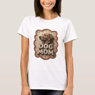 Playful Orange DOG MOM Artistic Motif T-Shirt