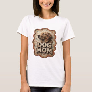 Playful Orange DOG MOM Artistic Motif T-Shirt