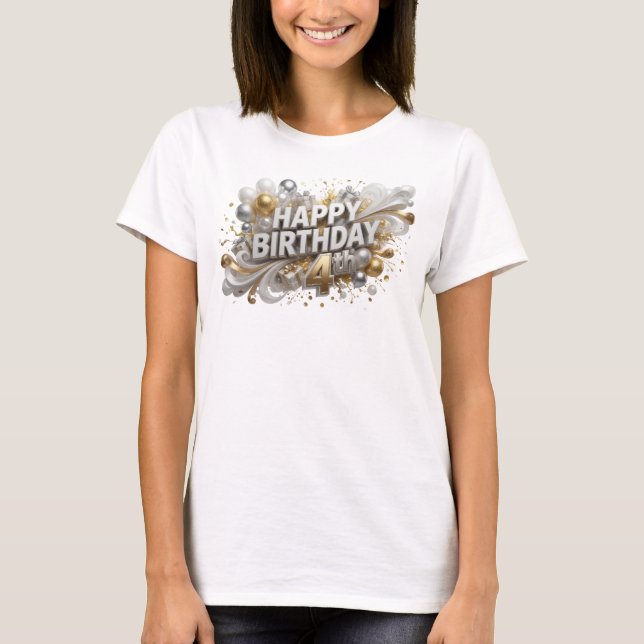 Playful Orange HAPPY BIRTHDAY 4TH Statement Tee (Front)