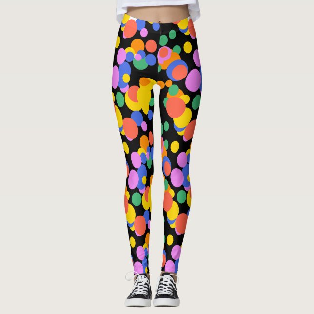 Playful Orbit: Abstract Circles Leggings (Front)
