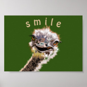 Playful Ostrich Poster - Smile - Your Colour - Tex