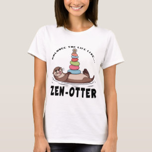 Playful Otter Art - Zen Stone Balance T-Shirt