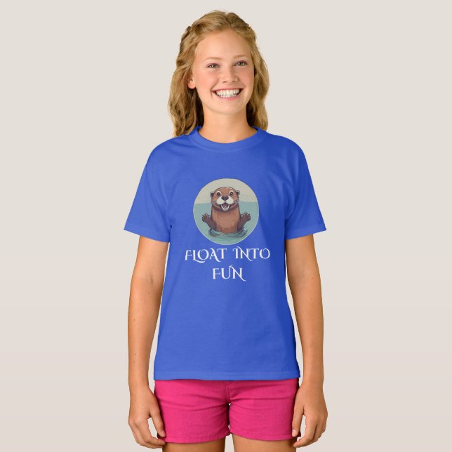 Playful Otter Floating on River T-Shirt (Front Full)