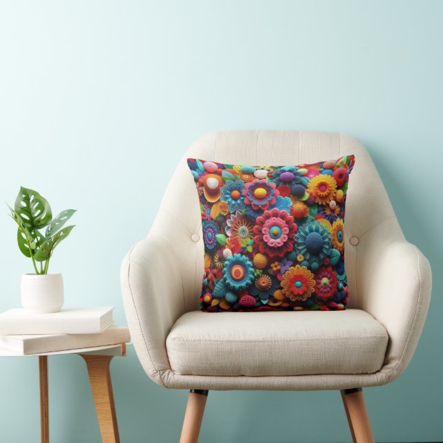 Playful Padded Crochet Art Cushion (Chair)