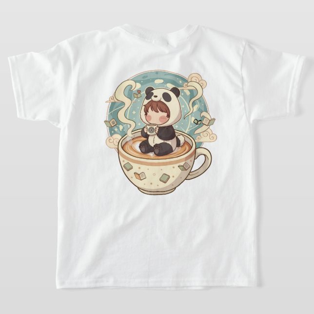 Playful Panda Coffee Kids' T-Shirt (Laydown Back)