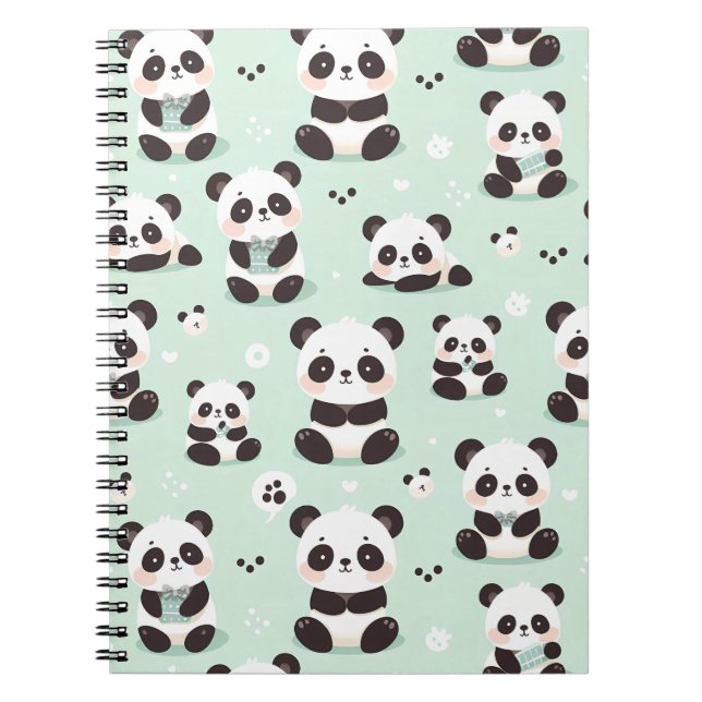 Playful Panda Pattern Notebook (Front)
