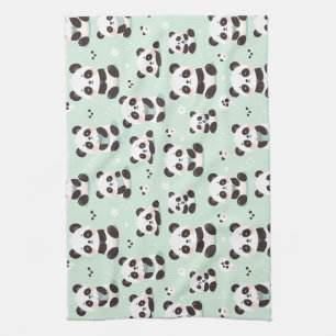 Playful Panda Pattern Tea Towel