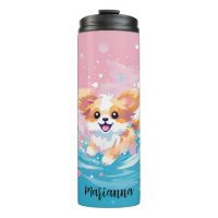 Playful Papillon Pup: Splash of Pink and Blue